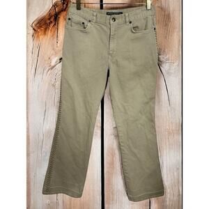 Lauren Jeans Co. Ralph Lauren Side Seam Stitch Denim Jeans Beige Sz 10 Bootcut